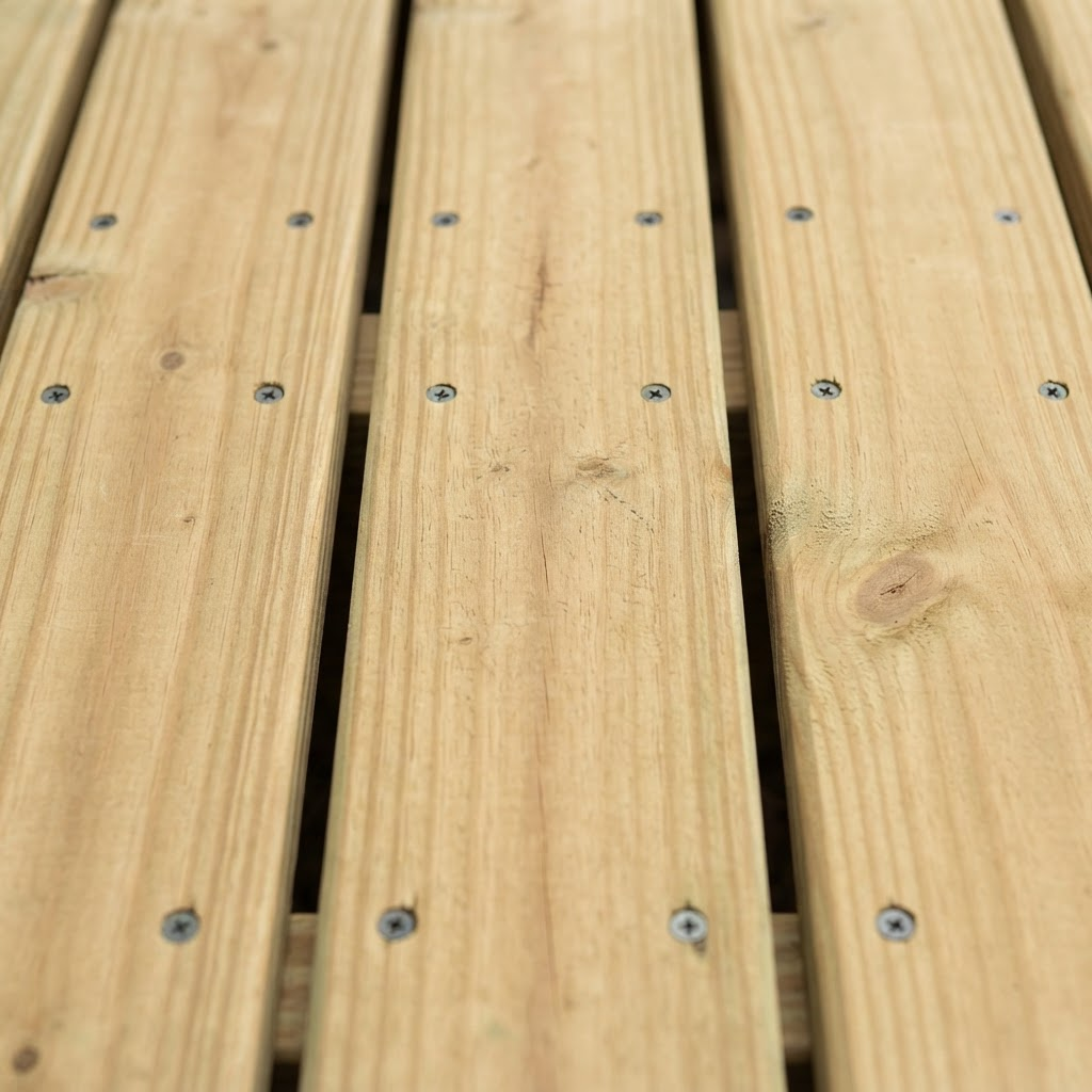 Pressure-Treated Wood decking material close-up