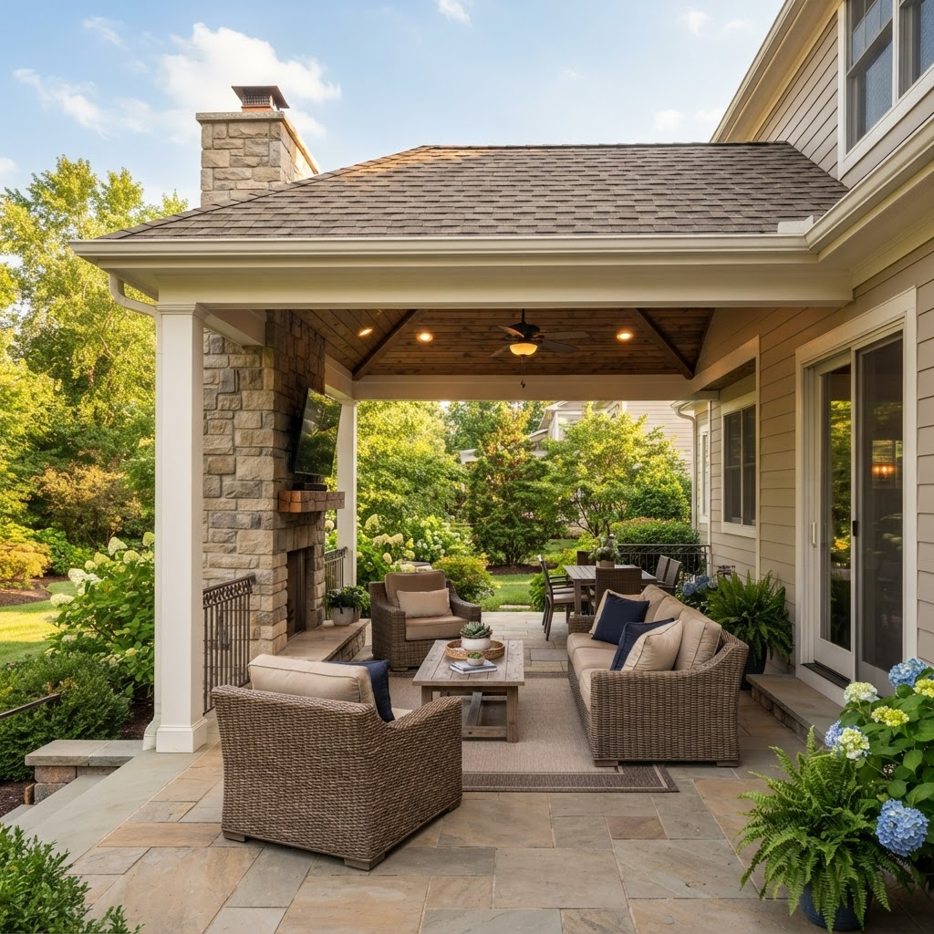 Attached Patio Cover outdoor living & patio covers material close-up